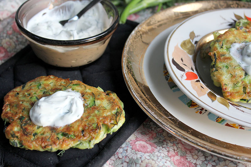 Zucchini Fritters with Dill Dipping Sauce Vegetarian 'Ventures