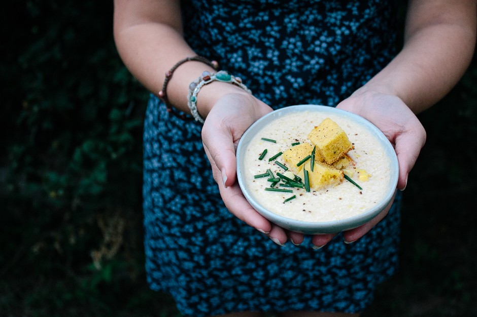 Creamy Vegan Corn Chowder With Cornbread Croutons 1567