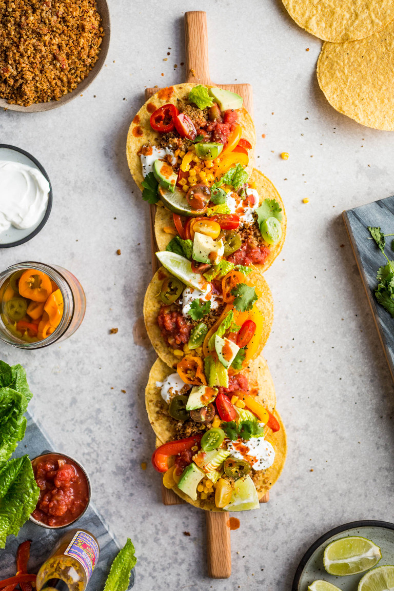 Vegetarian Quinoa Taco Meat Tostadas Main Recipe