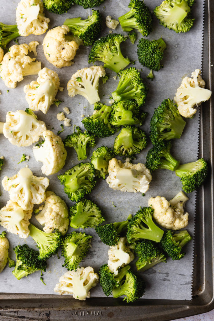 Roasted Broccoli & Cauliflower Bowl with Spicy Peanut Sauce & Tangy ...