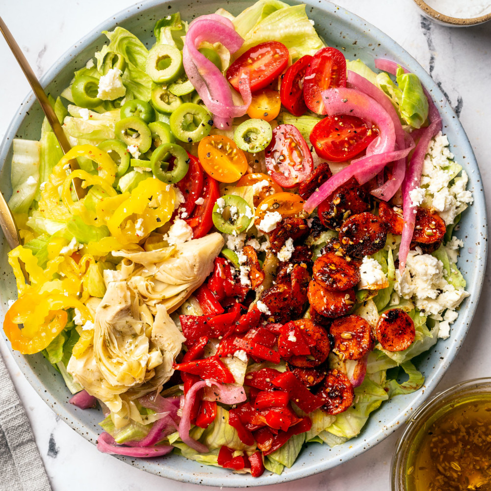 Vegetarian Antipasto Salad with Pepperoni-Spiced Roasted Carrots ...