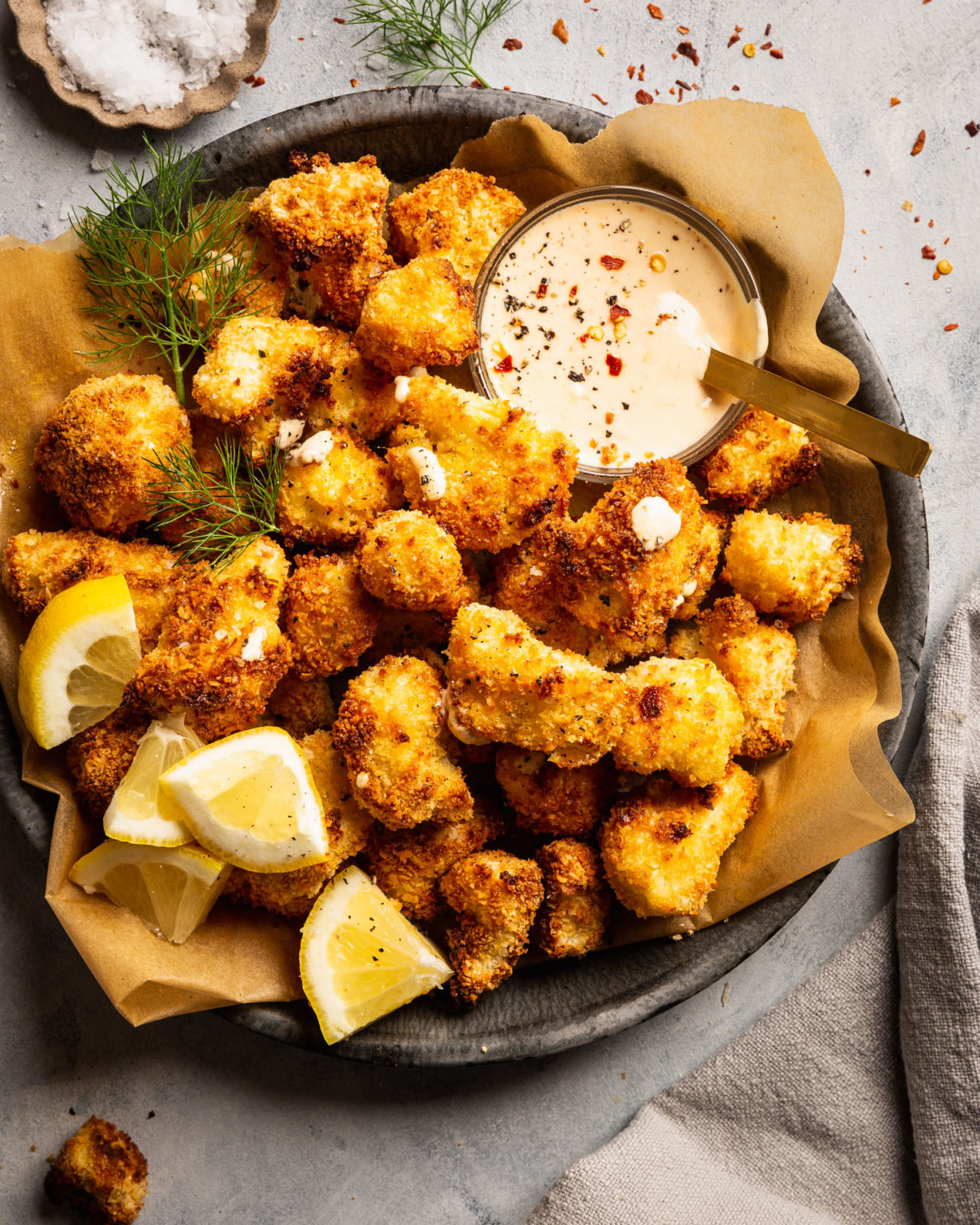 Coconut Cauliflower Bites with Creamy Honey Mustard Yogurt Sauce ...