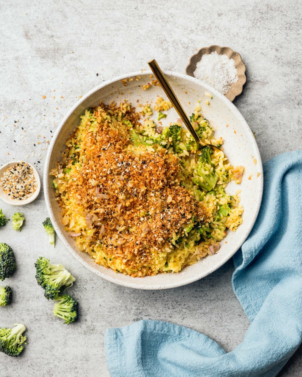 Cheddar Broccoli Orzo With Everything Bagel Spice Mix Breadcrumbs ...