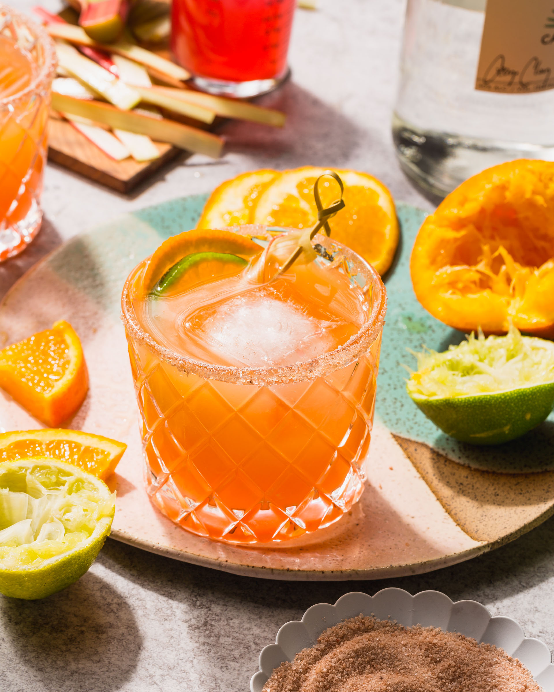 Orange Rhubarb Margaritas - Vegetarian 'Ventures